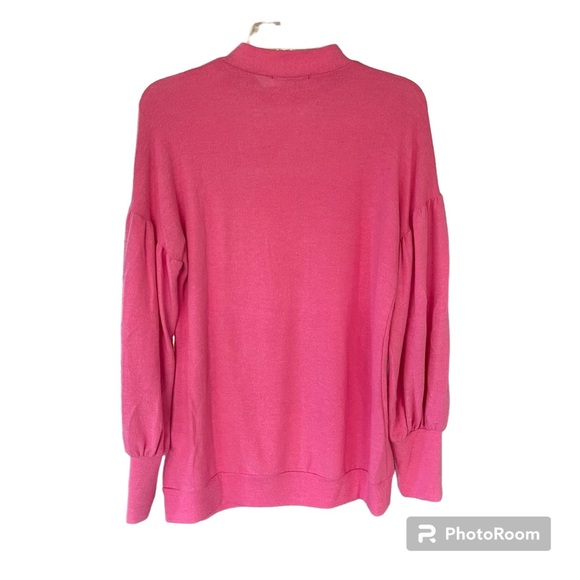 Hailey & Co. Women’s M Pink Long Sleeve High Neck Balloon Sleeve Rayon Sweater - Picture 3 of 13